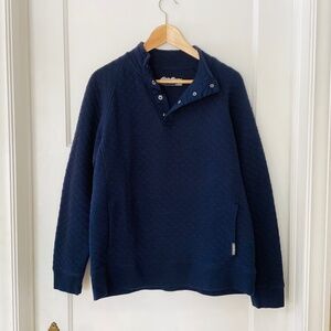 Eddie Bauer 1/4 Snap Pullover Sweater Mens M Navy Blue Quilted Outdoors Winter